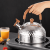 PS2025A3L Silver European-Style Kettle with Gas Burner Alert. Boils in 8-10 minutes with 0.35mm-thick body. 3L capacity compatible with induction
