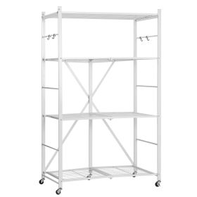 VEVOR 4-Tier Foldable Storage Shelf, 36W x 21D x 60 H Inch Folding Metal Rack Shelving Unit