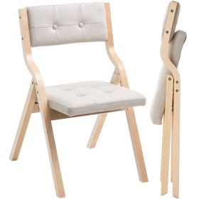 VEVOR Wooden Folding Chairs with Cushion, Set of 4, Portable Foldable Cushion Chair with Wooden Frame, Modern Padded Dining Chair for Kitchen, Office