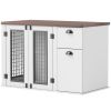 44" Furniture Dog Crate with Double Door, Storage & Drawer for Medium Sized Dogs, White