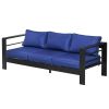 Patio Furniture with Cushions Navy Blue Aluminum Outdoor Sofa with Wide Armrests for Elegant Patio Decor