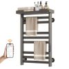 SIOYIE Heated Towel Rack with Shelf and Wi-Fi App Control, 8 Bars Electric Wall Mounted Towel Warmer with Timer & Adjustable Temperature