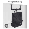 Door hooks, door towel rack, with 12 hooks for hanging clothes, coats, towels, and hats, 1 piece, black.