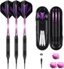 Darts Plastic Tip Set - 18g 21g Colorful Rainbow Soft Tip Darts 50 Anti-Loose O-Rings 6 Shaft (Aluminum/Nylon 45mm) 6 Durable Flights Extra 50 Soft Ti