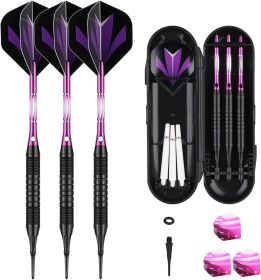 Darts Plastic Tip Set - 18g 21g Colorful Rainbow Soft Tip Darts 50 Anti-Loose O-Rings 6 Shaft (Aluminum/Nylon 45mm) 6 Durable Flights Extra 50 Soft Ti
