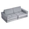 Modular Kids Play Couch, Sectional Toddler Sofa with Armrests, 28D Sponge & Short Pile