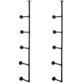 VEVOR Industrial Pipe Shelf, 5 Tier 2PCS, 11.8in Applicable Board Width Wall-Mount Floating Rustic Wood Shelves Bracket Bookshelf