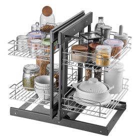VEVOR Min 15"W Opening Blind Corner Pull Out Organizer, 2 Tier 4 Shelf Kitchen Cabinet Organizer, Chrome Carbon Steel Storage Basket