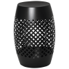 12.5" Steel Outdoor Side Table, Round Hollow Drum Patio End Table, Accent Table for Indoor and Outdoor, Black