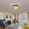 20" Luxury Crystal Flush Mount Ceiling Light with Black Finish – Elegant 6-Light Chandelier for Living Room, Dining Room