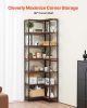 VEVOR 7 Tier Corner Bookshelf, 79" Tall Corner Bookcase with Heavy Duty Metal Frame & Wooden Shelves