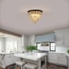 20" Luxury Crystal Flush Mount Ceiling Light with Black Finish – Elegant 6-Light Chandelier for Living Room, Dining Room