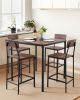 VEVOR Bar Table, 5PCS 35″ Bars Tables Set, Bar Tables and Chair Set with Rounded Edge Design, Square Pub Table with Four Stools for Living Room