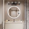 27" Rustic 4-Light Vanity Light, Industrial Bathroom Wall Sconce with Glass Shades and Wood Accent, Modern Farmhouse Lighting Fixture (No Bulbs)