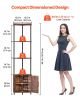 VEVOR 5 Tier Corner Shelf with LED Light, 65.4" Tall Corner Bookshelf with Storage Cabinet