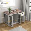 44" Furniture Dog Crate with Double Door, Storage & Drawer for Medium Sized Dogs, White