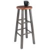 Ivy Bar Stool; Rustic Teak & Gray