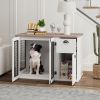 44" Furniture Dog Crate with Double Door, Storage & Drawer for Medium Sized Dogs, White