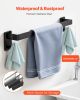 VEVOR Matte Black Bathroom Hardware Set, 5 Pieces Stainless Steel Bathroom Accessories Set, 24-inch Towel Bar, Towel Rack, 2 Robe Towel Hooks