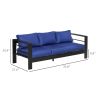 Patio Furniture with Cushions Navy Blue Aluminum Outdoor Sofa with Wide Armrests for Elegant Patio Decor