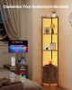 VEVOR 5 Tier Corner Shelf with LED Light, 65.4" Tall Corner Bookshelf with Storage Cabinet