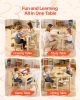 VEVOR Kids Art Table and Chair Set, Toddler Craft Table with 3 Tiers Storage Cabinet, Wooden Kids Activity Play Desk with 2 Chairs