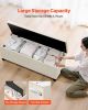 VEVOR Storage Ottoman Bench, Button-Tufted End of Bed Bench with Side Bags, Flip-up Upholstered Storage Chest with Metal Frame