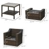 5-Piece PE Rattan Outdoor Patio Armchair Set with 2 Chairs, 2 Ottomans, Coffee Table Conversation Set & Durable Build, Beige