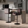 Adjustable Bar Stools Set of 2 High Bar Chairs with Thick Padded Cushion Metal Footrest for Home Bar Kitchen Counter Brown