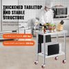 VEVOR Stainless Steel Work Table 30 x 24 x 33 Inch, 700 LBS Load Capacity with 4 Wheels, 3 Adjustable Height Levels