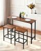 VEVOR Bar Table, 3PCS 47″ Bars Tables Set, Bar Tables and Chair Set with Rounded Edge Design, Rectangular Pub Table with Two Stools for Office Desk