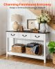 VEVOR 47 in Console Table, Farmhouse Desk Behind the Couch with Drawers and Bottom Storage Shelf