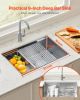 VEVOR 32 inch Kitchen Sink Workstation, 304 Stainless Steel Undermount Sink, Drop-In Single Bowl Farmhouse Basin with Ledge & Multiple Accessories