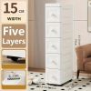 White 15cm 591in Wide 5 Drawer Mesh Storage Cabinet Narrow Durable Plastic Multi Layer Organizer Space Saving Storage Unit for Shop Studio Home Easy A