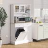 68" Storage Pantry Cupboards, Freestanding Cabinet w/ 2 Tilt Out Cabinets & Build-in Charging Station for Dining Room, White