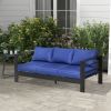 Patio Furniture with Cushions Navy Blue Aluminum Outdoor Sofa with Wide Armrests for Elegant Patio Decor