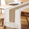 Boho Table Runner for Thanksgiving Fall Christmas Home Decor with Tassels 72 Inches Long Pottery barn Furniture Farmhouse Rustic Macrame Burlap Table