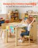 VEVOR Kids Art Table and Chair Set, Toddler Craft Table with 3 Tiers Storage Cabinet, Wooden Kids Activity Play Desk with 2 Chairs