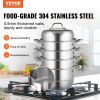 VEVOR Steamer Pot 11.8in/30cm, 5 Tier Steamer Pot for Cooking with 10QT Stock Pot, 3 Vegetable Steamers & 2 Steaming Trays