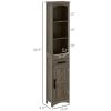 Skinny Tall Cabinet with Drawer, 67'' Slim Cabinet with Door, Farmhouse Style, Weathered Gray Oak
