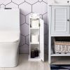 Toilet Paper Storage Cabinet 26" Narrow Bathroom Organizer Floor Standing White
