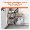 VEVOR Min 15"W Opening Blind Corner Pull Out Organizer, 2 Tier 4 Shelf Kitchen Cabinet Organizer, Chrome Carbon Steel Storage Basket