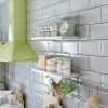 White Floating Shelves - Set of 2, Wall Mounted Hanging Shelves with Gold Towel Bar, Decorative Storage Shelves for Bathroom, Kitchen