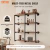 VEVOR Industrial Pipe Shelf, 4 Tier 3PCS, 11.8in Applicable Board Width Wall-Mount Floating Rustic Wood Shelves Bracket Bookshelf