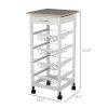 32.25" Wooden Rolling Kitchen Storage Cart, White, Microwave Cart on 360 Swivel Wheels