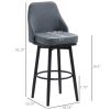 Extra Tall Bar Stools Set of 2 Modern 360 Swivel Dining Room Chairs Steel Legs Dark Gray