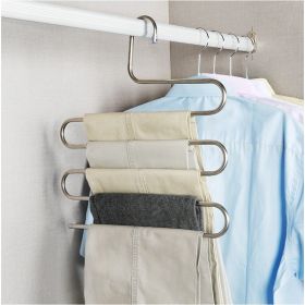 1pc/2pcs 5-Layer Trouser Rack Stainless Steel S Type Multi-Layer Clothes Rack (Capacity: black 1pc)