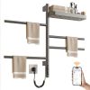 SIOYIE Smart Rotating Heated Towel Rack for Bathroom, Wall-Mounted Electric Towel Dryer with Swivel Bars & Shelf, Smart Timer, Low Carbon Steel