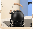 PSHAB36A3LG   Black European-style kettle with gas stove whistle function. Boils water in 8-10 minutes with 0.35mm-thick body. 3.0L capacity compatibl