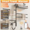 SIOYIE Smart Rotating Heated Towel Rack for Bathroom, Wall-Mounted Electric Towel Dryer with Swivel Bars & Shelf, Smart Timer, Low Carbon Steel